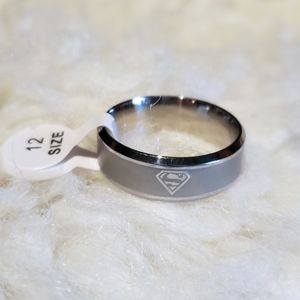 Superman Ring Silver Tone In Size 12